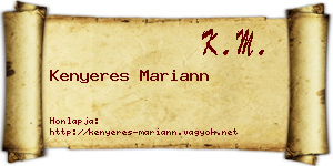 Kenyeres Mariann névjegykártya